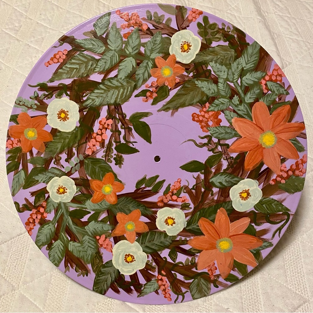 Hand-Painted Floral Vintage Vinyl